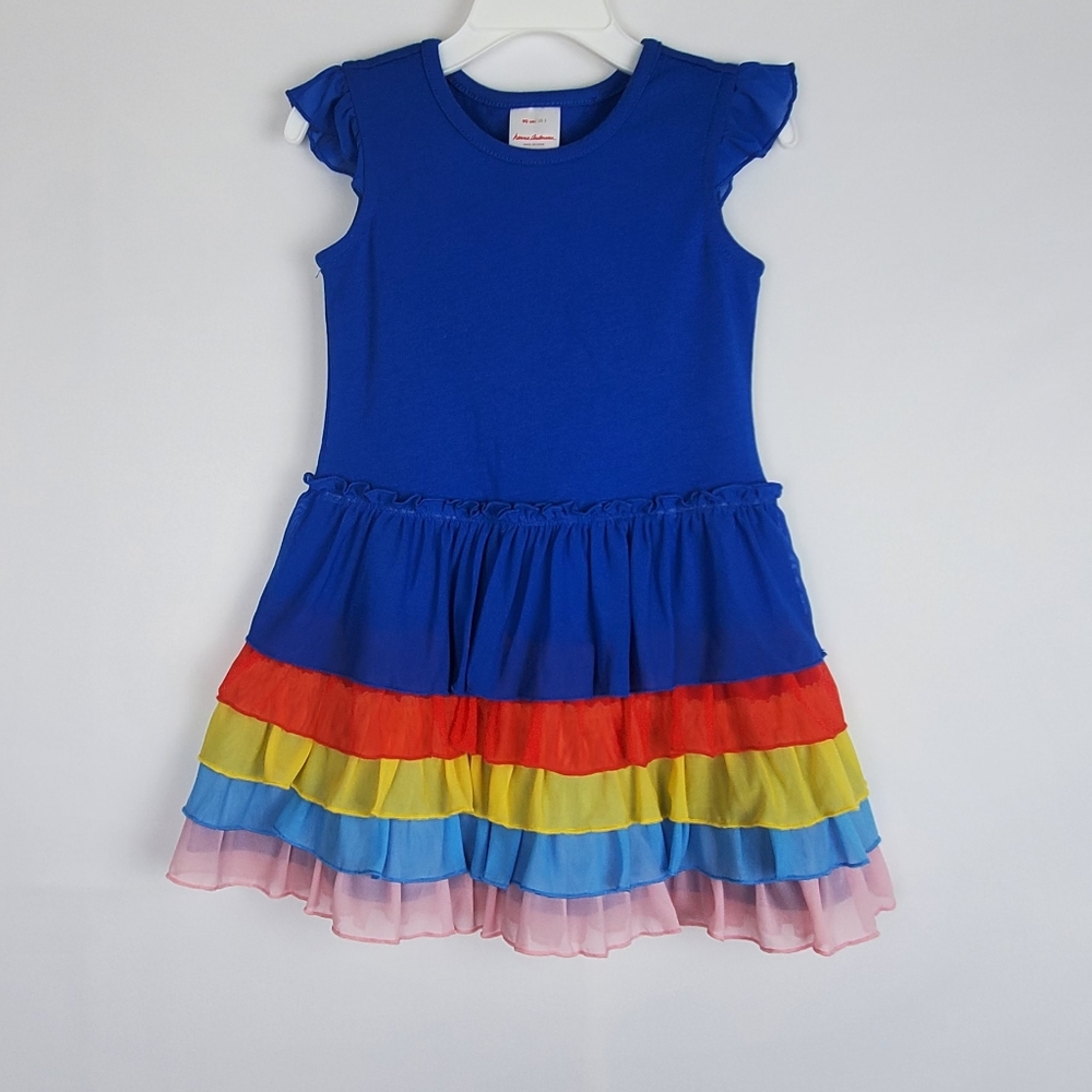 Hanna Andersson Blue Rainbow Tiered Dress 3